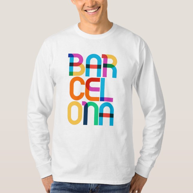 Barcelona Spain Pop Art Letters T-Shirt (Front)