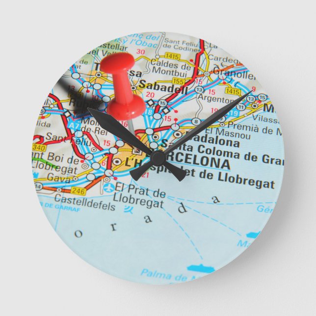 Barcelona, Spain Round Clock (Front)