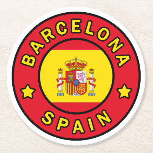 Barcelona Spain Round Paper Coaster
