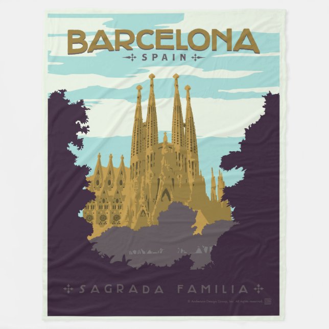 Barcelona, Spain - Sagrada Familia Fleece Blanket (Front)