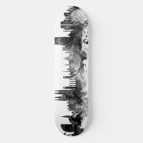 Barcelona Spain Skyline Black White Skateboard