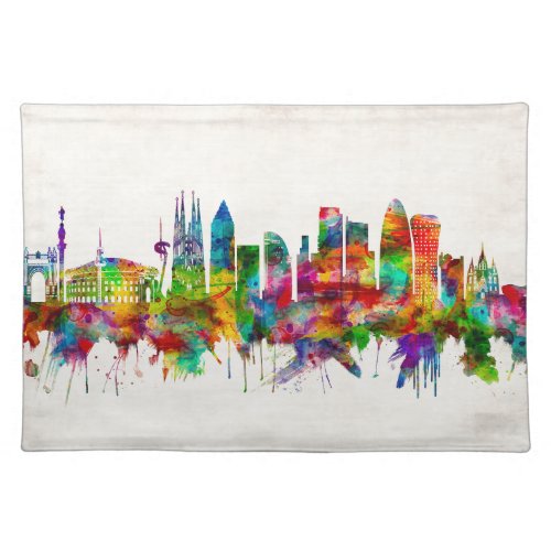 Barcelona Spain Skyline Cloth Placemat