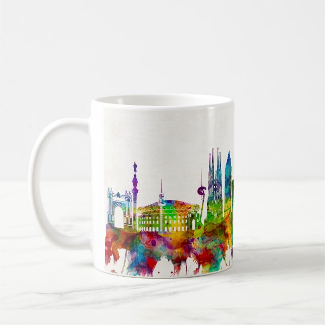 Barcelona Spain Skyline Coffee Mug (Left)