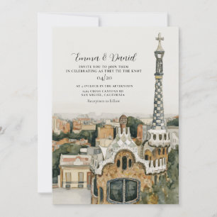 BARCELONA Spain Skyline Destination Wedding Invitation