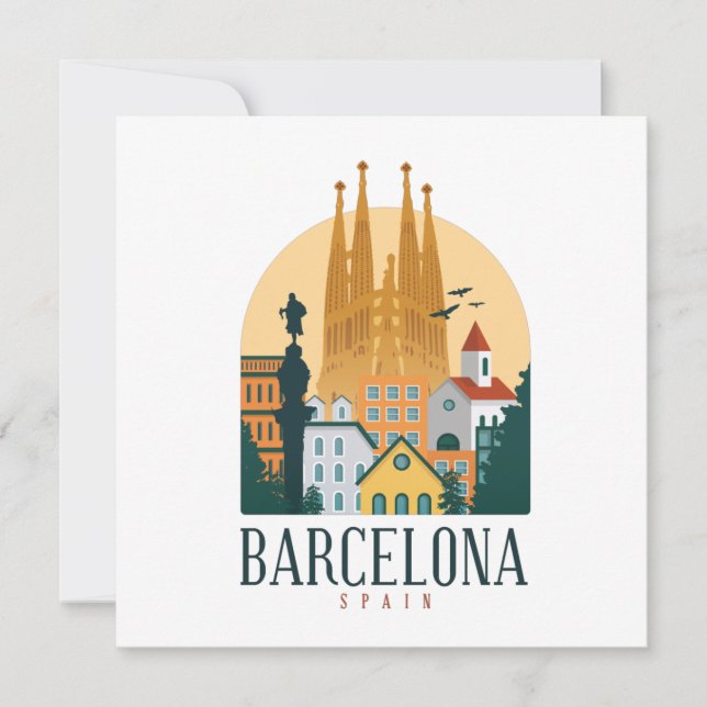 Barcelona Spain Skyline Greeting Card (Front)