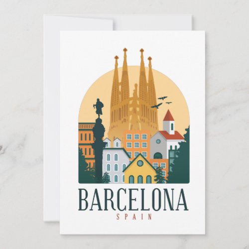 Barcelona Spain Skyline Invitation Card