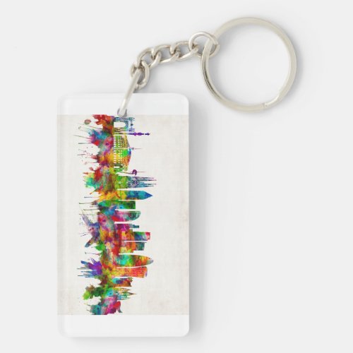 Barcelona Spain Skyline Keychain