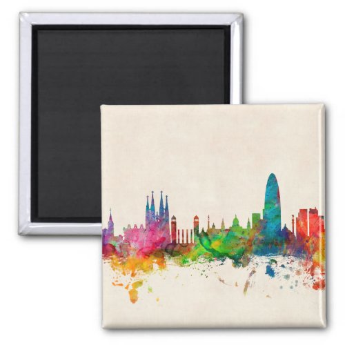 Barcelona Spain Skyline Magnet