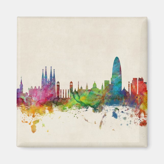 Barcelona Spain Skyline Magnet (Front)