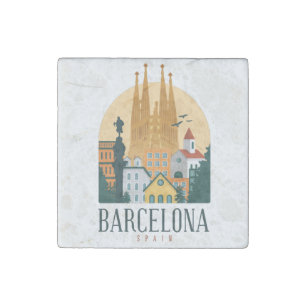 Barcelona Spain Skyline Metal Magnet