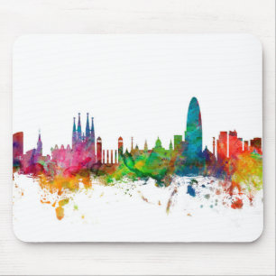 Barcelona Spain Skyline Mouse Pad
