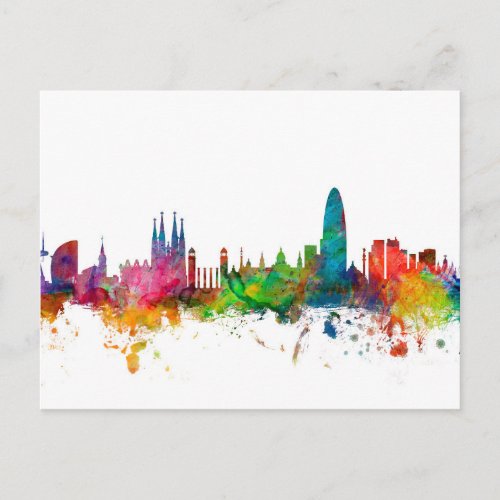 Barcelona Spain Skyline Postcard