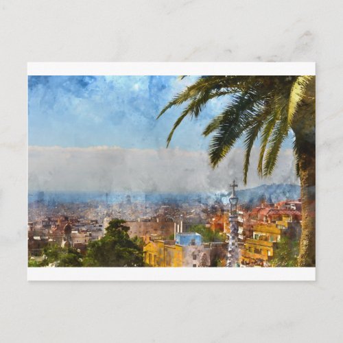 Barcelona Spain Skyline Postcard