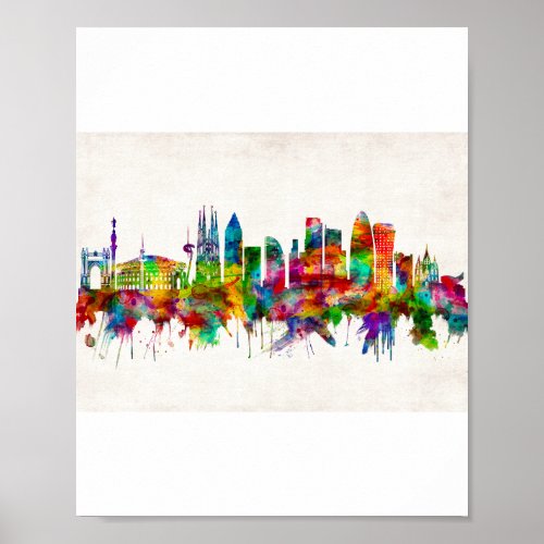 Barcelona Spain Skyline Poster