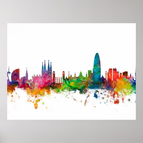 Barcelona Spain Skyline Poster