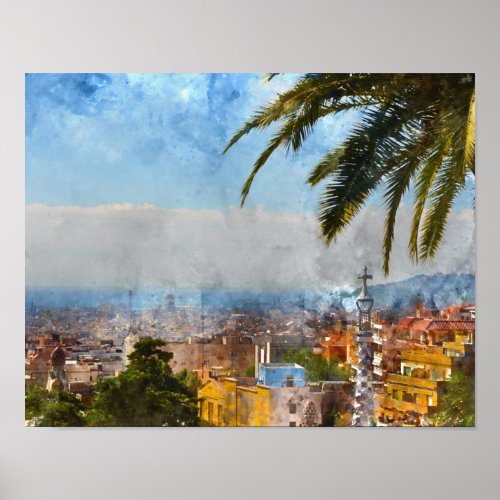 Barcelona Spain Skyline Poster