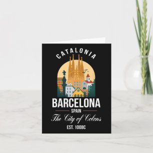 Barcelona Spain Skyline Souvenirs Family Vacation  Card
