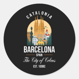 Barcelona Spain Skyline Souvenirs Family Vacation Classic Round Sticker