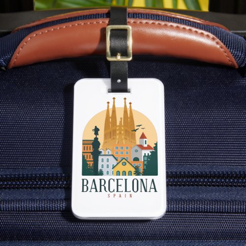 Barcelona Spain Skyline Travel Luggage Tag