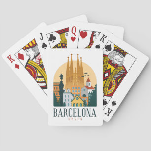 Barcelona Spain Skyline Travel Luggage Tag Poker Cards