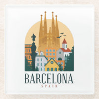 Barcelona Spain Skyline Vintage