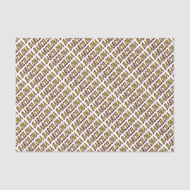Barcelona Spain Spanish Flag Typography Tissue Paper (Front)