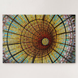 Barcelona Spain Stained Glass Travel Photo Jigsaw Puzzle