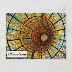 Barcelona Spain Stained Glass Travel Photo Postcard