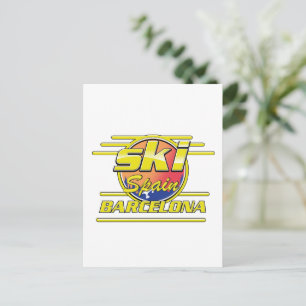 Barcelona Spain to Ski logo Postcard