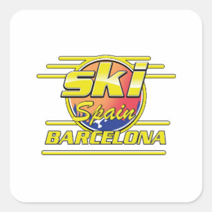 Barcelona Spain to Ski logo Square Sticker
