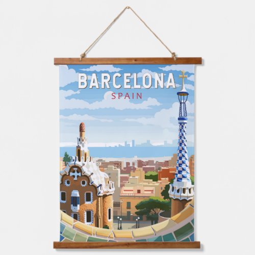 Barcelona Spain Travel Art Vintage Hanging Tapestry