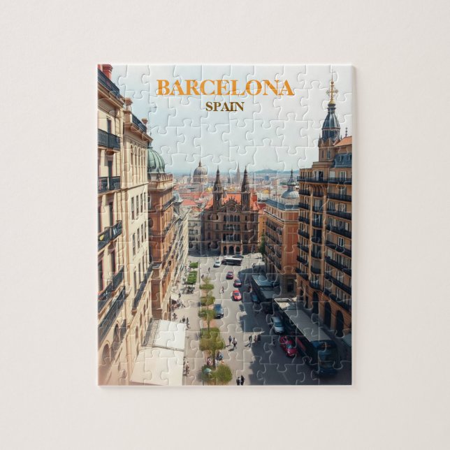 barcelona spain Travel Art Vintage Jigsaw Puzzle (Vertical)