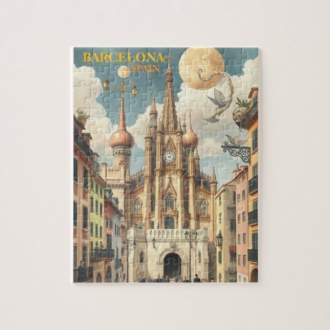 barcelona spain Travel Art Vintage Jigsaw Puzzle (Vertical)