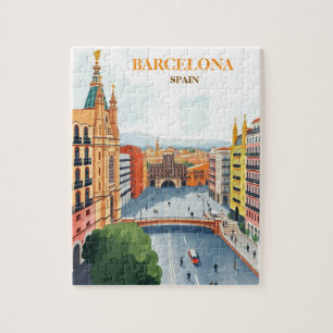 barcelona spain Travel Art Vintage Jigsaw Puzzle
