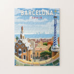 Barcelona Spain Travel Art Vintage Jigsaw Puzzle<br><div class="desc">Barcelona retro vector travel design. Barcelona,  the cosmopolitan capital of Spain’s Catalonia region,  is known for its art and architecture.</div>