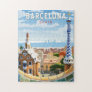 Barcelona Spain Travel Art Vintage Jigsaw Puzzle