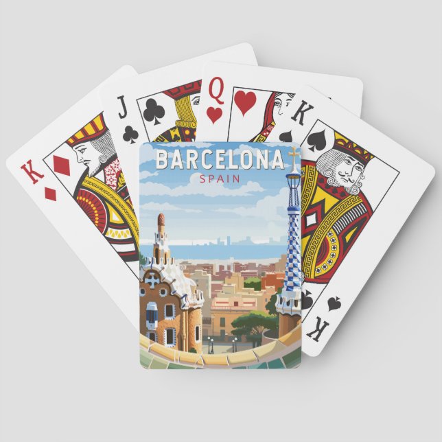 Barcelona Spain Travel Art Vintage Poker Cards (Back)