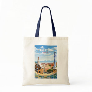 Barcelona Spain Travel Art Vintage Tote Bag