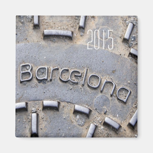 Barcelona Spain Travel Fridge Magnet Change Year (Front)