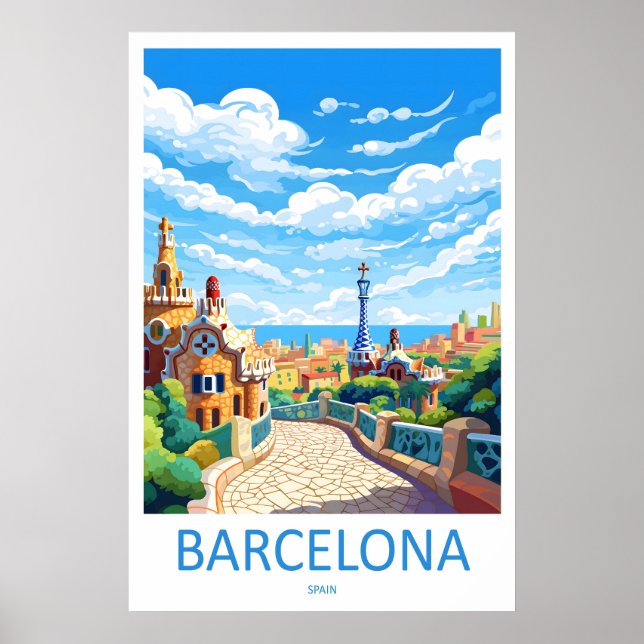 Barcelona Spain Travel Poster 2 (Front)