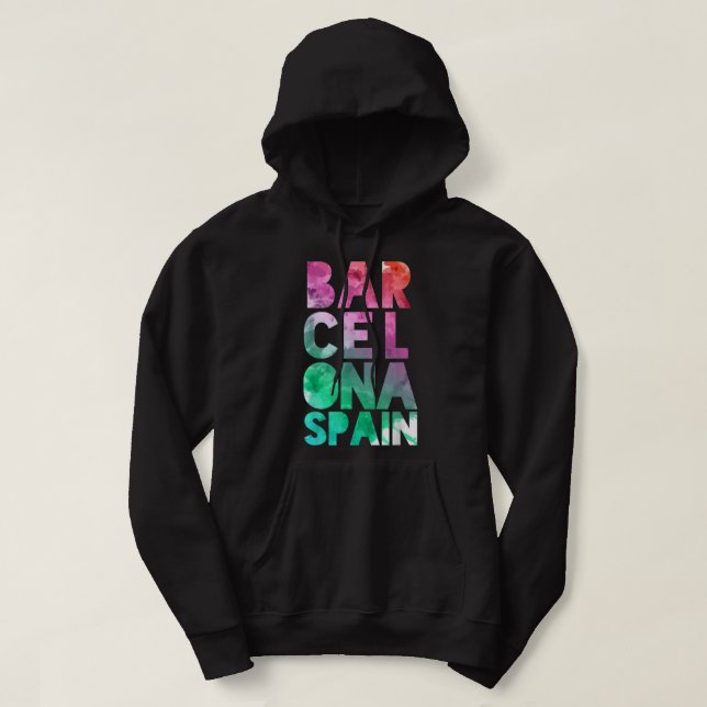 Barcelona Spain Travel Souvenir Gift Hoodie (Design Front)