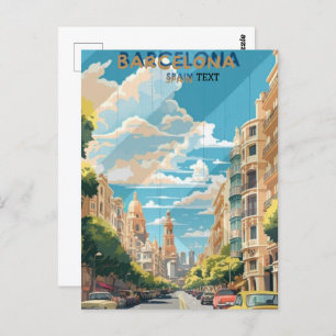 Barcelona Spain Travel Travel Poster Design Postcard