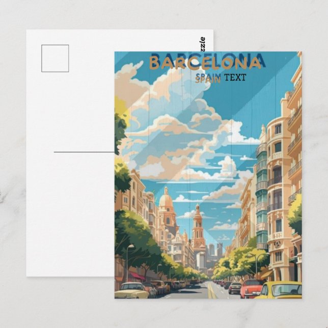 Barcelona Spain Travel Travel Poster Design  Postcard (Front/Back)