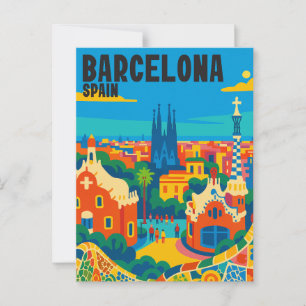 Barcelona Spain Vintage Gaudi City Postcard