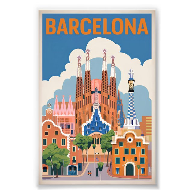 Barcelona Spain vintage Photo Print (Front)