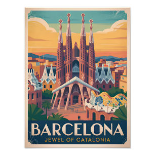 Barcelona Spain vintage Photo Print