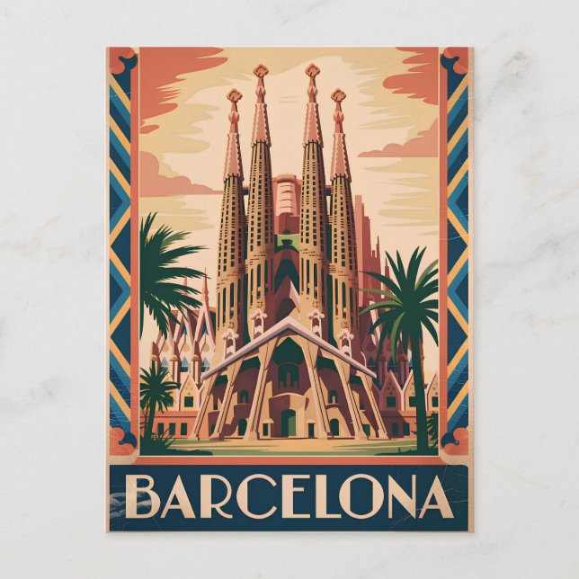 Barcelona Spain vintage Postcard (Front)