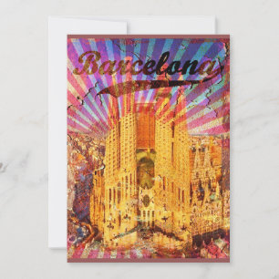 Barcelona, Spain, Vintage poster Invitation