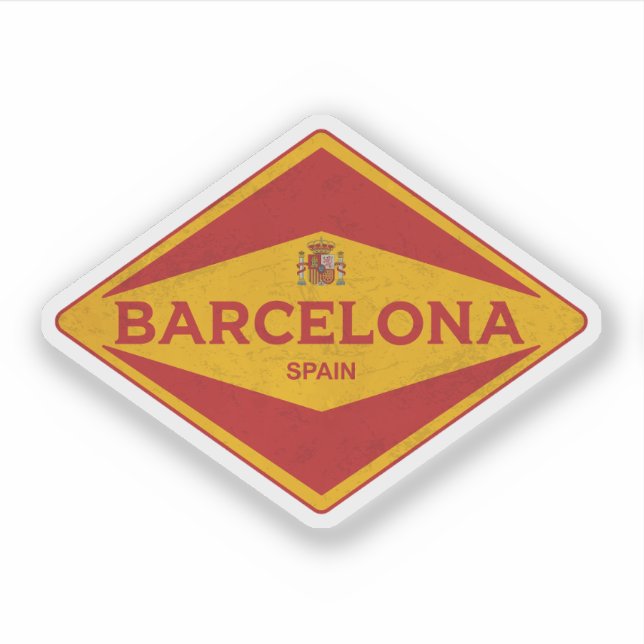 Barcelona Spain Vintage Sticker (Front)