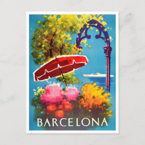 Barcelona Spain vintage travel  Postcard